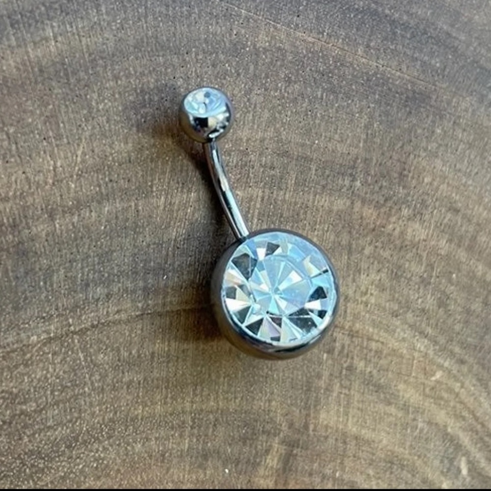 14g Crystal Faceted Jewel Belly Button Navel Ring